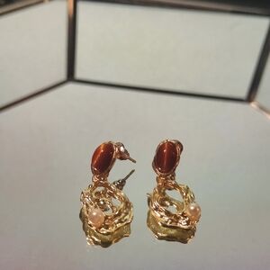 Gold and Brown Earrings